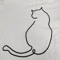 AMERICANA バッグファスナー ネコプリント 半袖Ｔシャツ カットソー ホワイト レディース アメリカーナ【中古】5-0612S∞