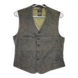 R&D.M.Co- リネン ジレ モチーフプリント サイズS グレンチェック ベスト チャコールグレー レディース オールドマンズテーラー【中古】5-0328M♪