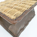 ebagos A4カゴ袋 レザー×紅籐 かごバッグ かごバッグ ベージュ レディース エバゴス【中古】5-0605M◎