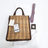 ebagos A4カゴ袋 レザー×紅籐 かごバッグ かごバッグ ベージュ レディース エバゴス【中古】5-0605M◎