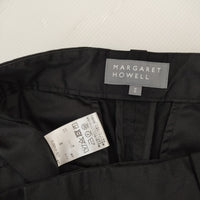 MARGARET HOWELL 578-4143013 サイズ2 PLAIN WEAVE COTTON LINEN パンツ 24SS ブラック レディース マーガレットハウエル【中古】4-1014M♪