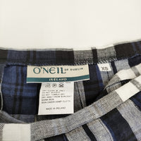 O'NEIL OF DUBLIN リネン 巻きスカート サイズXS ラップ ロングスカート ネイビー ホワイト レディース オニールオブダブリン【中古】5-0328M♪