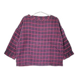 ARTS&SCIENCE リネンチェックブラウス 053-U617-111 サイズ1 ブラウス シャツ パープル レッド レディース アーツ&サイエンス【中古】5-0328M♪