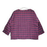 ARTS&SCIENCE リネンチェックブラウス 053-U617-111 サイズ1 ブラウス シャツ パープル レッド レディース アーツ&サイエンス【中古】5-0328M♪