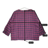 ARTS&SCIENCE リネンチェックブラウス 053-U617-111 サイズ1 ブラウス シャツ パープル レッド レディース アーツ&サイエンス【中古】5-0328M♪