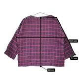 ARTS&SCIENCE リネンチェックブラウス 053-U617-111 サイズ1 ブラウス シャツ パープル レッド レディース アーツ&サイエンス【中古】5-0328M♪