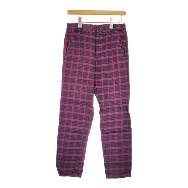 ARTS&SCIENCE リネンチェックパンツ 053-U301-111 サイズ1 パンツ パープル レッド レディース アーツ&サイエンス【中古】5-0328M♪