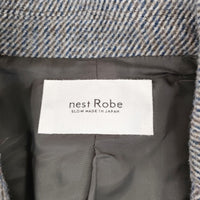 nest Robe ウールチェックピークドラペルコート 01204-1076 コート チャコール  レディース ネストローブ【中古】4-1101A◆