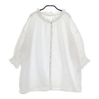 a+koloni レースカラー リネン ブラウス シャツ ホワイト レディース コロニー【中古】5-0407M∞