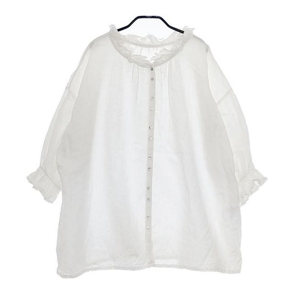 a+koloni レースカラー リネン ブラウス シャツ ホワイト レディース コロニー【中古】5-0407M∞