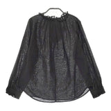 le ciel a temps doux フリルカラー コットンリネン ブラウス シャツ ブラック レディース ルシエルタンドゥース【中古】5-0328M♪
