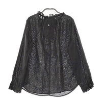 le ciel a temps doux フリルカラー コットンリネン ブラウス シャツ ブラック レディース ルシエルタンドゥース【中古】5-0328M♪