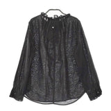 le ciel a temps doux フリルカラー コットンリネン ブラウス シャツ ブラック レディース ルシエルタンドゥース【中古】5-0328M♪