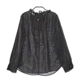 le ciel a temps doux フリルカラー コットンリネン ブラウス シャツ ブラック レディース ルシエルタンドゥース【中古】5-0328M♪