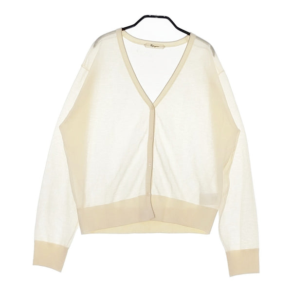 Espeyrac Vネック シアー ニット カーディガン アイボリー レディース エスペラック【中古】5-0509M♪