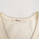 Espeyrac Vネック シアー ニット カーディガン アイボリー レディース エスペラック【中古】5-0509M♪