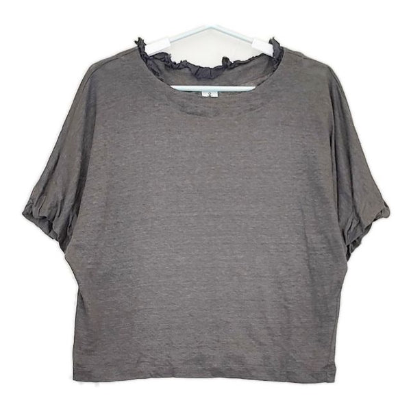 LOISIR リネン ニット 半袖Ｔシャツ カットソー グレー レディース ロワズィール【中古】5-0507S∞