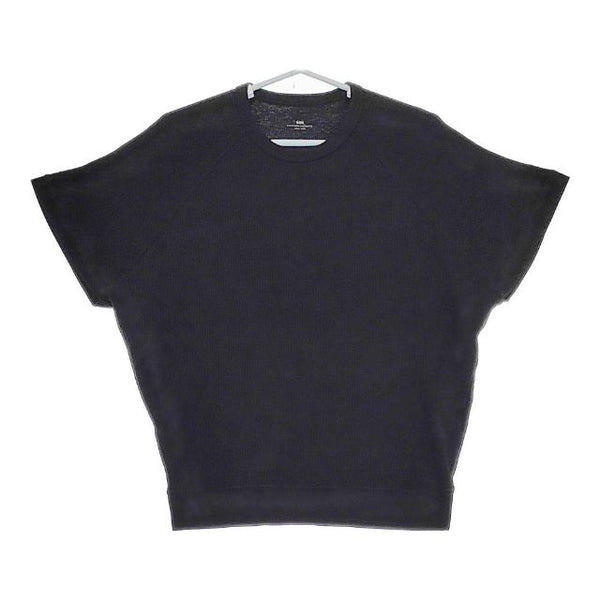 soil 日本製 コットン ワッフル 半袖Ｔシャツ カットソー ブラック レディース ソイル【中古】5-0507S∞