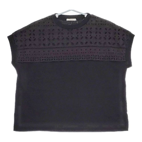 bul bul カットワーク ノースリーブ 刺繍 コットン レース Ｔシャツ カットソー ブラック レディース バルバル【中古】5-0507S∞