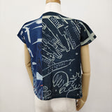 45R/45rpm 45周年記念 バンダナパッチワークのMシャツ（再び・インディゴ）紺 レディース フォーティーファイブアールピーエム【中古】5-0608S♪