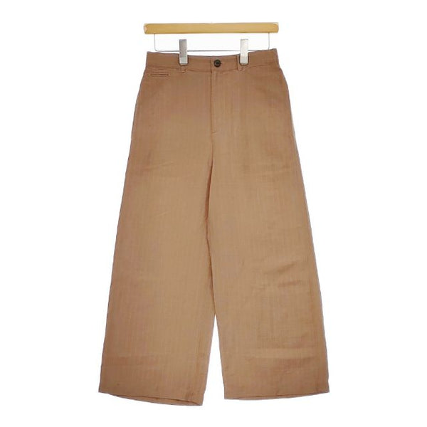 GALERIE VIE リネンキュプラシルク ワイドクロップドパンツ 定価27500円 ストライプ パンツ 22SS ブラウン レディース ギャルリーヴィー【中古】5-0407M∞
