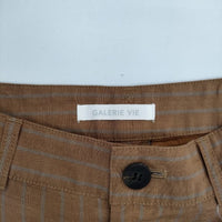 GALERIE VIE リネンキュプラシルク ワイドクロップドパンツ 定価27500円 ストライプ パンツ 22SS ブラウン レディース ギャルリーヴィー【中古】5-0407M∞