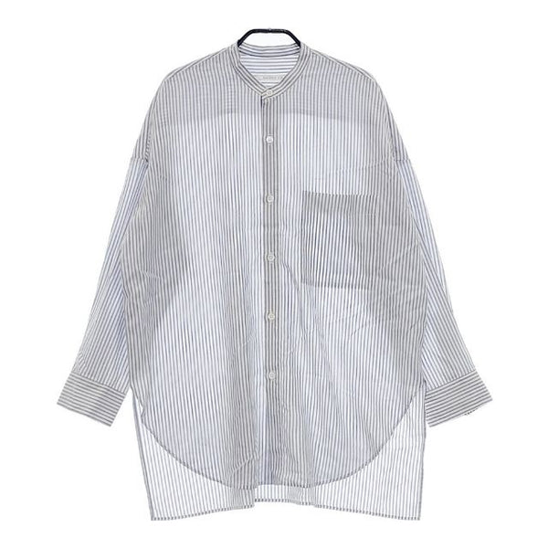 GALERIE VIE セルロースブロード スタンドネックシャツ 定価23100円 長袖シャツ ホワイト ブルー レディース ギャルリーヴィー【中古】5-0407M∞