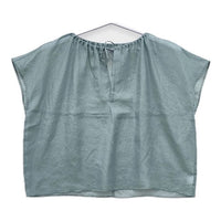 audrey and john wad ネックギャザーフレンチスリーブ プルオーバー ブラウス シャツ グリーン レディース オードリーアンドジョンワッド【中古】5-0407S∞