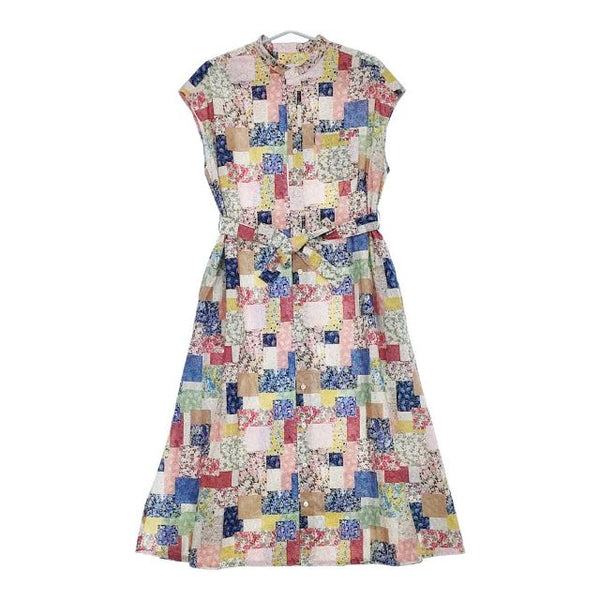 Engineered Garments 花柄 パッチワーク風 ノースリーブ ベルト付き ワンピース マルチカラー レディース エンジニアードガーメンツ【中古】5-0507S∞