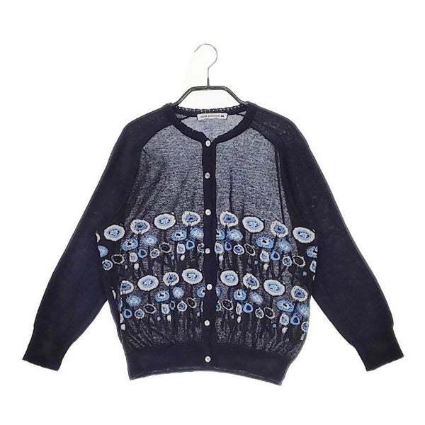 mina perhonen path レース刺繍 定価49500円 vs8100 コットン カーディガン ネイビー レディース ミナペルホネン【中古】5-0301M∞