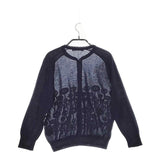 mina perhonen path レース刺繍 定価49500円 vs8100 コットン カーディガン ネイビー レディース ミナペルホネン【中古】5-0301M∞