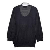 MARGARET HOWELL シルクコットン 578-163203 ハーフボタン プルオーバー ニット ブラック レディース マーガレットハウエル【中古】5-0407M∞