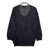 MARGARET HOWELL シルクコットン 578-163203 ハーフボタン プルオーバー ニット ブラック レディース マーガレットハウエル【中古】5-0407M∞