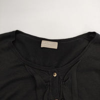 MARGARET HOWELL シルクコットン 578-163203 ハーフボタン プルオーバー ニット ブラック レディース マーガレットハウエル【中古】5-0407M∞