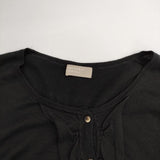 MARGARET HOWELL シルクコットン 578-163203 ハーフボタン プルオーバー ニット ブラック レディース マーガレットハウエル【中古】5-0407M∞