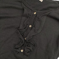 MARGARET HOWELL シルクコットン 578-163203 ハーフボタン プルオーバー ニット ブラック レディース マーガレットハウエル【中古】5-0407M∞