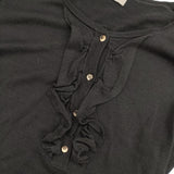 MARGARET HOWELL シルクコットン 578-163203 ハーフボタン プルオーバー ニット ブラック レディース マーガレットハウエル【中古】5-0407M∞