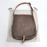 HENRY CUIR フラップ レザー CANE刺繍 トートバッグ ショルダーバッグ ブラウン レディース アンリークイール【中古】5-0308G∞