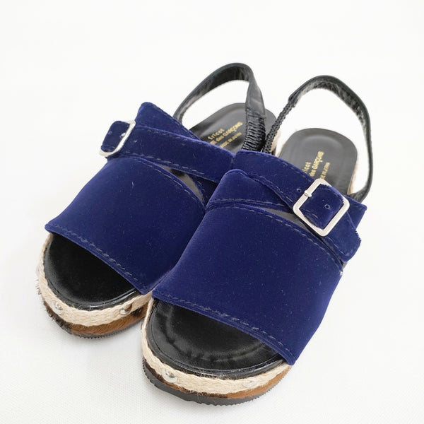 tricot COMME des GARCONS 未使用品 ベロア ハラコ サイズ23.5cm サンダル ネイビー ブラウン レディース トリココムデギャルソン【中古】5-0615S◎