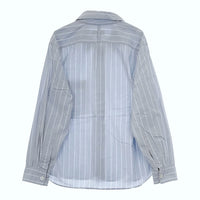 MARGARET HOWELL SUPERFINE COTTON STRIPE 定価31900円 578-3153011 サイズ2 長袖シャツ 22AW ライトブルー レディース マーガレットハウエル【中古】4-1209M△