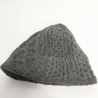 mature ha slant cutting knit cap aran2 lamb 定価9500円 MK-2135 ニット帽 ニットキャップ グレー レディース マチュアーハ【中古】4-1221A∞