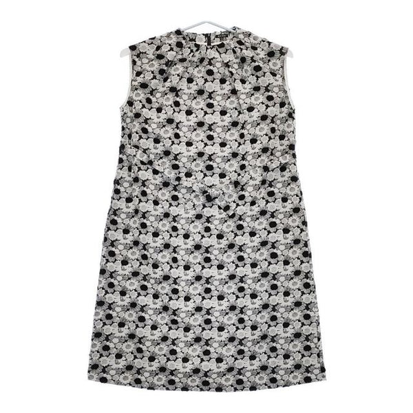 R&D.M.Co- JACQUARD DAISY NO SLEEVE DRESS ベルト付き ノースリーブドレス ジャガードデイジー  ワンピース ブラック ホワイト レディース オールドマンズテーラー【中古】5-0505S∞