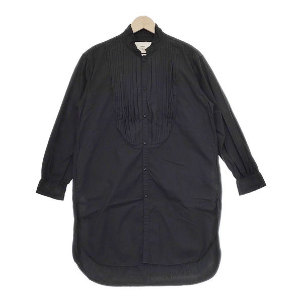 OUTIL タック シャツワンピース 長袖 フロントタック コットン サイズ0 ワンピース ブラック レディース ウティ【中古】4-1209M△