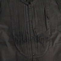 OUTIL タック シャツワンピース 長袖 フロントタック コットン サイズ0 ワンピース ブラック レディース ウティ【中古】4-1209M△
