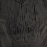 OUTIL タック シャツワンピース 長袖 フロントタック コットン サイズ0 ワンピース ブラック レディース ウティ【中古】4-1209M△