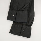 OUTIL タック シャツワンピース 長袖 フロントタック コットン サイズ0 ワンピース ブラック レディース ウティ【中古】4-1209M△