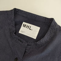 MHL. BROKEN STRIPE COTTON ストライプ プルオーバー 595-1253580 長袖シャツ 21AW ネイビー レディース エムエイチエル【中古】5-0119M∞