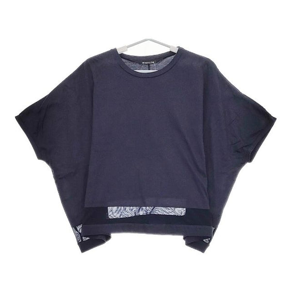 mizuiro-ind ワイド 裾チュール 半袖Ｔシャツ カットソー ネイビー レディース ミズイロインド【中古】5-0507S∞