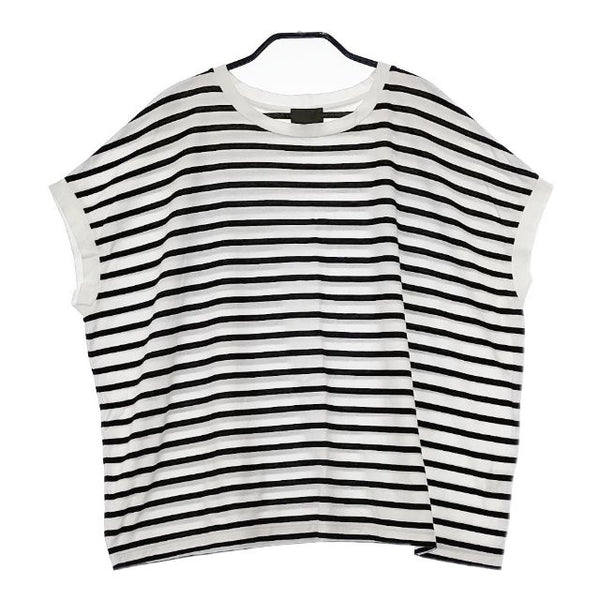 オローネ ボーダー ノースリーブ Ｔシャツ カットソー ホワイト ブラック レディース オローネ【中古】5-0515S∞