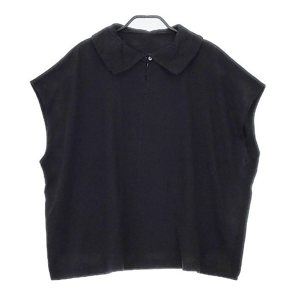 nest Robe/UpcycleLino 天竺襟付き 01232-1384 ノースリーブ Ｔシャツ カットソー ブラック レディース ネストローブ/アップサイクルリノ【中古】5-0515S∞